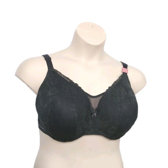 Lane Bryant Cacique Women Bra Full Coverage Lightly Lined 38F Black Lace - Picture 6 of 10